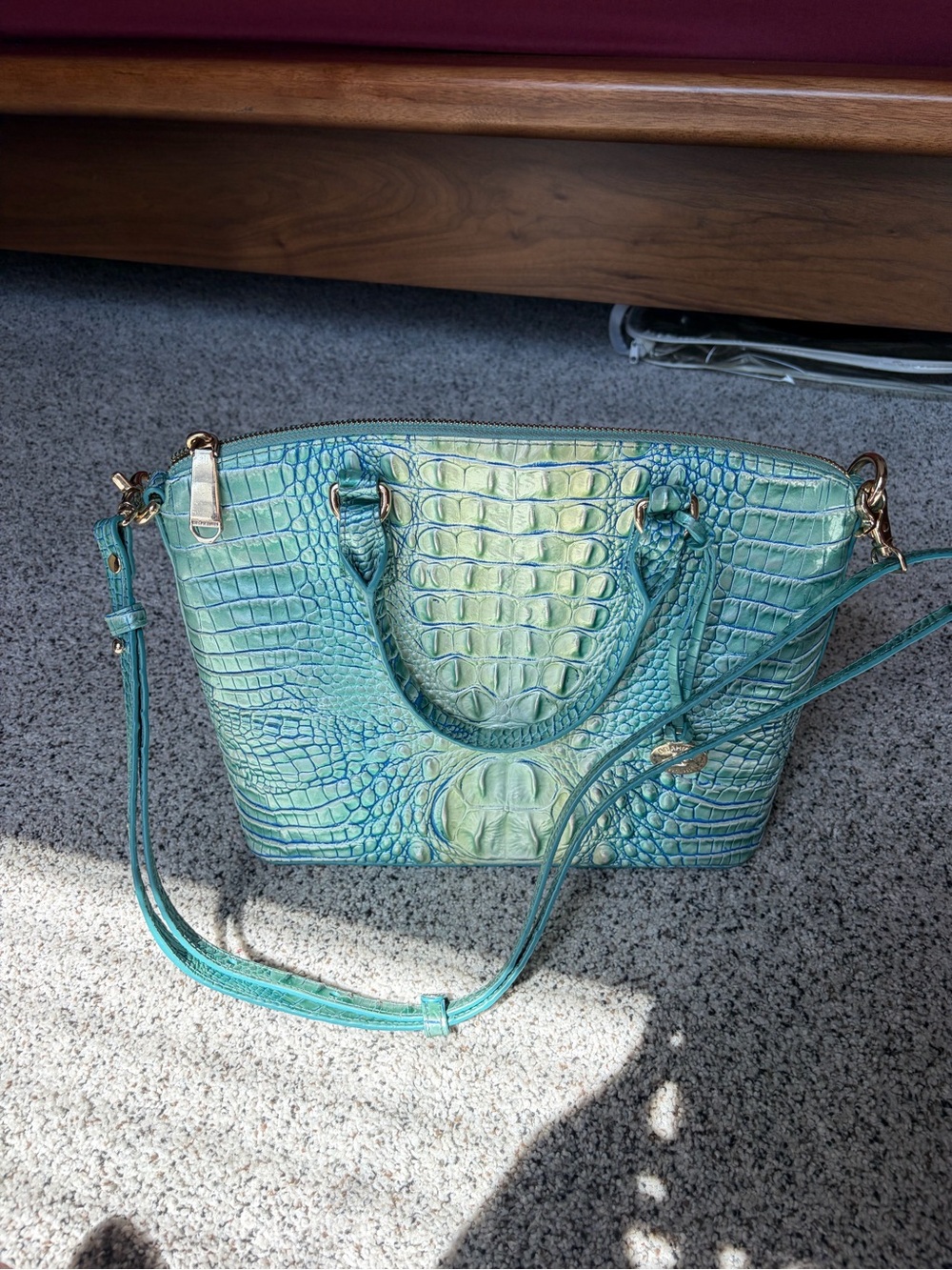 Brahmin Duxbury Seafoam Ombre Melbourne Croc Embossed Leather Satchel